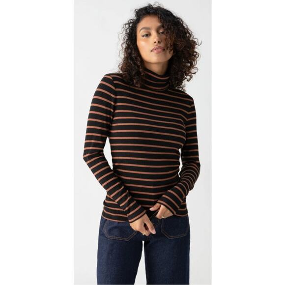 Sanctuary, XS | Essential Turtleneck Top High Neck Black Stripe - Picture 1 of 7